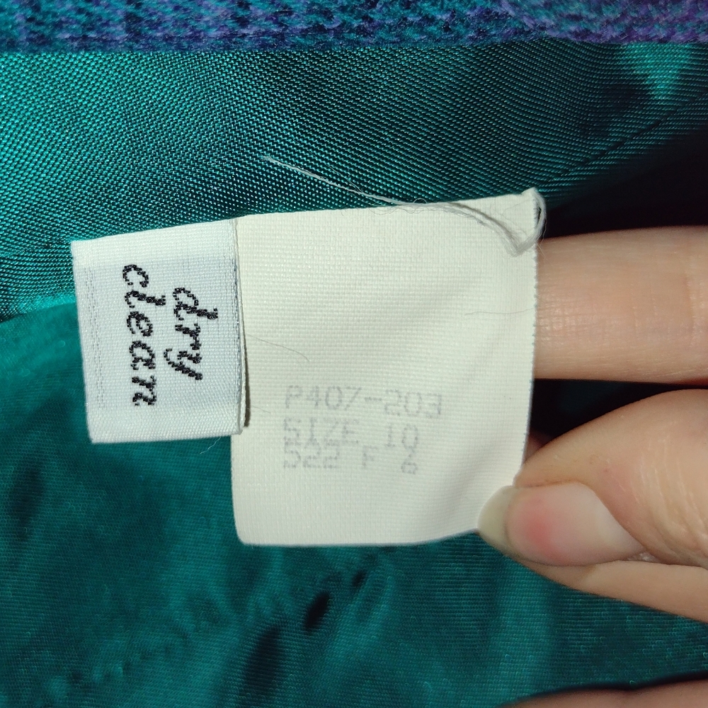 Vtg Pendleton Wool Pleated Tartan Plaid Wool Skirt Set Size 8 Purple Green Prep - Picture 5 of 6